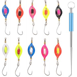 Kyaoayo-Lot De 10 Cuillère De Peche Truite Cuillères À Truite Spoons Actives Uv Et Phosphorescentes 3 G 4 G Hameçon Simple Avec Décrocheur D'hameçons De Pêche Kit De Leurres Pour Truite, Pêche, Truit - Neuf