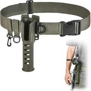 Lbgwp60-Ceinturesde Support De Canne À Pêche, Ceinture Réglable Avec 2 Crochets, Insert De Poteau Portable Pour Le Lancer, La Pêche À La Mouche (Noir, Vert) - Neuf