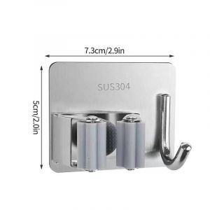 Crochets Adhésifs Multi-Usages,Support Mural Pour Vadrouille,Support Organisateur De Vadrouille De Salle De Bains,Cintre Étanche Pour Balai,Accessoires D'organisation.Silver Hook. - Neuf