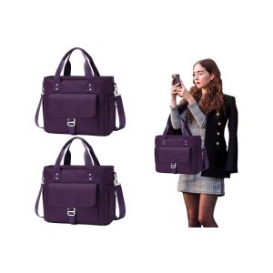 Lot de 2 sacs &agrave; lunch isothermes pour le travail et l'&eacute;cole, &eacute;tanches, portables avec bandouli&egrave;re, en nylon, violet - Neuf