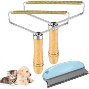 KALANKA-Rasoir Anti Bouloche Manuel, 3 Pi&egrave;ces Nettoyeur de Peluche r&eacute;utilisable, Portable Lint Remover, Brosse Manuel Anti Poil, Peigne en Laine pour Animaux Canap&eacute; V&ecirc;tements Coat Et Carpet - Neuf