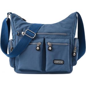Sac Bandoulière Femme, Imperméable Multi Poches Sac À Main Multifonctionnel Sacs Portés Épaule Pour Voyage (Bleu)[H2513] - Neuf