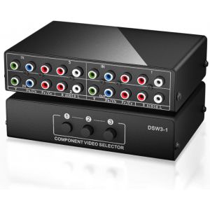 Commutateur Audio Stéréo 3 Entrées 1 Sortie Switch RCA Audio Sélecteur de AV Composant Vidéo 3 in 1 Out RCA Câble RVB Convertisseur 3 Voies pour Jeux Rétro PS2 Wii Xbox Lecteur DVD TV - Neuf