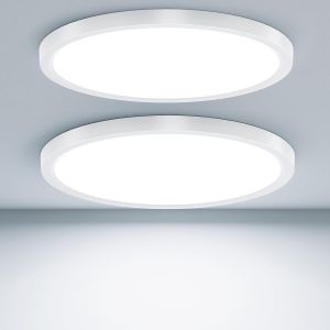 6500k Plafonnier Led Moderne, 18w 2448lm Blanc Froid Plafonnier Couloir Ronde, Ultra Mince Lampe Plafond Int&eacute;rieur Pour Balcon Salle De Bains Chambre Cave, &Oslash;22cm (2pi&egrave;ce) - Neuf