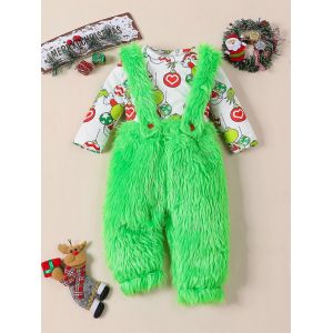 Le Bébé Qui A Volé La Tenue De Noël Bébé Garçons Filles Noël Vert Fourrure Monstre Costume Ensemble De Vêtements - Neuf