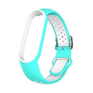 Ceinture En Silicone Bicolore Pour Xiaomi Mi Band 5 Et 6,Bracelet De Sport Respirant,Bracelet De Remplacement Pour Ata Et Eld7.Blue White.For Xiaomi Band 5 - Neuf