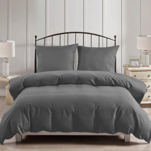 Sjzg-Parure De Lit 3 Pi&egrave;ces 200 X 200 Cm, Housse De Couette 200 X 200 Cm Et 2 Taies D'oreiller 80 X 80 Cm, Douce Et Infroissable, En Microfibre Avec Fermeture &Eacute;clair, Gris Fonc&eacute; - Neuf