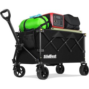 VornixorSarlshopChariot Tout-Terrain Pliable avec Double Frein - Chariot de Transport pour Jardin, Plage et Courses avec Poign&eacute;e R&eacute;glable 0&deg;-90&deg;, Structure D&eacute;montable et Lavable en Machine, Capacit&eacute; - Neuf