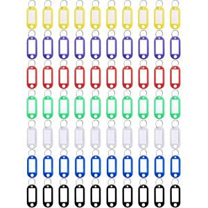 KALANKA-70 &Eacute;tiquettes avec Porte Cl&eacute;, Inscriptibles Porte Clef Couleur en 7 Couleurs,Plastique &Eacute;tiquettes D'identification Avec Porte-cl&eacute; Fendu, Pour Valises, H&ocirc;tels, Animaux de Compagnie, Bureaux, C - Neuf