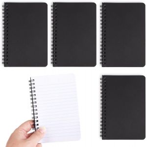Kaxdl-4pcs Petit Carnet De Note A6 Carnet À Spirale 15,2x10,2cm 50 Feuilles Bloc-Note Poche Noir Fourniture Bureau Ecole - Neuf