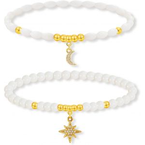 Kal-Bracelet De Coquillages Naturels Pour Femmes F&ecirc;te Des M&egrave;res &Eacute;lastique Unique Nacre Ronde Ovale Perles De Coquillages Bracelet Avec Pendentif - Neuf