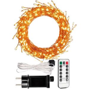 JGD-Guirlande Lumineuse P&eacute;tard 3M, 100 LED Blanc Chaud, Alimentation Secteur, Fil de Cuivre Flexible, T&eacute;l&eacute;commande, D&eacute;coration Int&eacute;rieure et Ext&eacute;rieure pour No&euml;l, Jardin, Chambre, F&ecirc;tes - Neuf