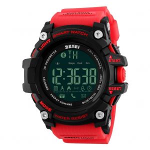 Hommes Homme Num&eacute;rique Bluetooth R&eacute;tro&eacute;clairage Rond &Eacute;tanche Sport Montre Montre-Bracelet Rouge - Neuf