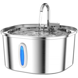 Loc-Fontaine &Agrave; Eau Pour Chat&iquest;Fontaine &Agrave; Eau En Acier Inoxydable Pour Animaux Domestiques De 3,2 L Avec Distributeur D'eau Automatique Pour Chat Avec Fen&ecirc;tre De Niveau D'eau Pour Chats &Agrave; - Neuf