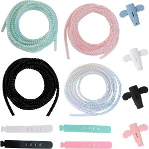 VornixorSarlshop-Protection Cable Lapin - Gaine Spirale Flexible 1.4M avec Attache - Cache Souple Electrique pour C&acirc;ble de T&eacute;l&eacute;phone Portable - Neuf