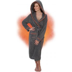 Peignoir De Bain Femme En Coton Douillet 400 G/M2 Avec Capuche-Robe De Chambre Femme Extra Doux Et Confortable-Taille Xs/S/M/L/Xl-Peignoir De Bain Sauna En Éponge Certifié Oeko-Tex - Neuf