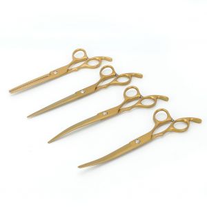 Hjlian Ensemble De 4 Paires De Ciseaux De Toilettage Professionnels En Metal De 17,8 Cm Pour Chiens, Droits, Effiles Et Courbes - Neuf