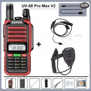 UV-68 Pro Max V2 IP68 étanche talkie-walkie 8800 mah batterie Type C UHF VHF double bande 128 canaux UV-S22 UV-98 Pro Radios rouges - Type Red-ACHD-Mic #A - Neuf