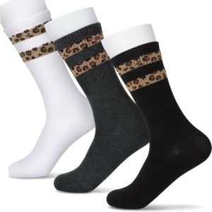 Kalanka-3 Paires Chaussettes Hautes En Coton Pour Femmes Imprim&eacute;s L&eacute;opard Taille 35 &Agrave; 41 - Neuf