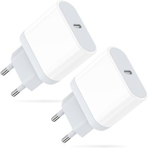 Usb C Charger, 2-Pack Fast Plug For Iphone 16/16 Pro/16 Pro Max/16 Plus/15/14/13/12/11/Se 2020/X/Xs/Xr/8/7/6, Pad, Airpods, 20w Type C Mains Wall Charger Power Supply Adapter - Neuf