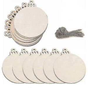 30 Pi&egrave;ces Rondes de D&eacute;coration de No&euml;l en Bois de No&euml;l Avec des Boules de Bois Perfor&eacute;,jute, Ficelle, Tour de D&eacute;coration de No&euml;l en Bois ChrSZRH Comme - Neuf