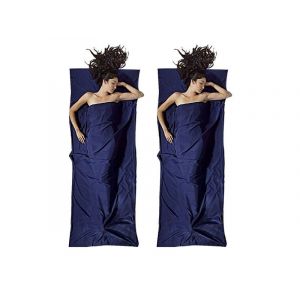 Lot De 2 Draps De Couchage Pour Sac De Couchage De Voyage Et Camping &iquest; Bleu Marine, 210 X 75 Cm, Polyester L&eacute;ger, Facile &Agrave; Nettoyer - Neuf
