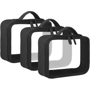 KALANKA-Lot de 3 Trousses de Toilette approuv&eacute;es par la TSA avec poign&eacute;e et Sangle de poign&eacute;e, Organiseur Transparent pour liquides, Articles de Toilette et cosm&eacute;tiques, Bagage &agrave; Main pour Homme et - Neuf