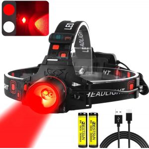 Lampe Frontale Rechargeable, Lampe Frontale Rouge Et Blanche 2 Couleurs, Lampe Frontale Led 2000 Lumens Avec 4 Modes D'éclairage, Zoomable, Phare Rouge Étanche Pour La Chasse, L'apiculture, Les - Neuf