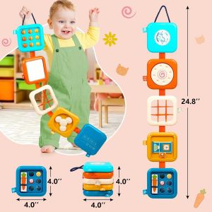 Activity Cube for Babies 1 2 3 Years,Busy Board Montessori Toy,Sensory Airplane Travel Toys for Children,Educational Development Learning Activity Games Children Gifts - Neuf