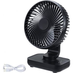 Ventilateur de Bureau USB Silencieux, Mini Ventilateur de Table Portable avec 4 Vitesses, Petit Ventilateur de 5'' Puissant, 4000mAh Rechargeable pour Maison,Chambre,Bureau,Extérieur (Noir) - Neuf