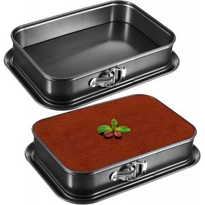 Jexnovashop-Lot De 2 Moules &Agrave; Charni&egrave;re Rectangulaires Antiadh&eacute;sifs, Moule &Agrave; Cheesecake 36 X 24 Cm, Moule &Agrave; G&acirc;teau Avec Fond Amovible, &Eacute;tanche, Id&eacute;al Pour Tiramisu, Glace, P&acirc;tisserie Maison Et Cuisin - Neuf