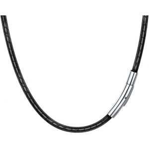 Tianyi-Collier De 2/3 Mm Pour Homme, Cordon En Cuir Synth&eacute;tique, 41 &Agrave; 76 Cm, Collier En Corde Noire, Collier En Cuir Avec Fermoir Poussoir, Collier De Rechange En Cuir, Cadeau Pour Homme Et Papa - Neuf