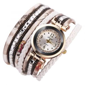 Duoya Femmes Multicouche Bracelet Montre-Bracelet Cha&icirc;ne Robe Montre Analogique &Agrave; Quartz (Blanc) - Neuf