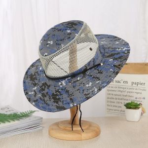 Chapeau Seau Respirant Pour Hommes,Plusieurs Styles,Pare-Soleil De Plage En Plein Air,Casquettes De Pêche D'été,Trekking,Casquette De Pêcheur En Maille Pliable - Type Digital-Blue - Neuf