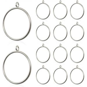 Tianyi-Lot De 14 Grands Anneaux De Rideau En Métal De 63 Mm De Diamètre Intérieur Avec ?illets, Anneaux De Rideau De Douche, Anneaux Coulissants Pour Tringle, Anneaux De Rideau Fermés (Argent) - Neuf