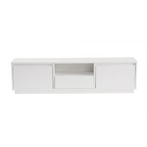 Meuble TV en bois "Vanguard" - 160 x 29 x 42 cm - Blanc naturel - Neuf