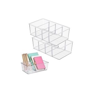 Lot De 2 Bo&icirc;tes De Rangement Transparentes En Plastique Pour R&eacute;frig&eacute;rateur Et Garde-Manger, Avec S&eacute;parateurs Amovibles. - Neuf