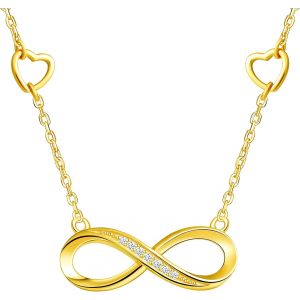 Kales-Collier Pendentif Femme Fille,Collier En Argent 925,Collier Coeur Et Symbole De L'infini,Zircon Incrust&eacute;,Pendentif Symbole De L'infini &Eacute;l&eacute;gant,Cha&icirc;ne R&eacute;glable,Argent,Or Rose,Or - Neuf