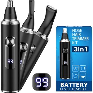 Tondeuse Nez, 3-En-1 Tondeuse Nez Oreilles Homme, Led Batterie Affichage Rasoir Pour Sourcil,Barbe Et Cheveux,Corps, Usb-C Professionnel Epilateur Double Tranchant Indolore, Hommes Et Femmes, Ipx7 - Neuf