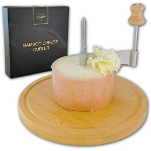 Mevronisshop-Girolle &Agrave; Fromage Fraiseur &Agrave; Fromage En Bambou &Oslash; 22 Cm Avec Lame En Acier Inoxydable &iquest; Rabot Rotatif Pour T&ecirc;te De Moine, Fleurs De Fromage Et Copeaux De Chocolat &iquest; Robuste, D&eacute;coratif, Id - Neuf