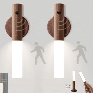 Lot De 2 Veilleuses Led Avec Détecteur De Mouvement, Alimentées Par Piles, Rechargeables Par Usb, Idéales Pour Les Escaliers, Les Placards, Les Soins Infirmiers Et La Maternité [Classe Énergétique A] - Neuf