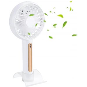 Ventilateur à main,mini ventilateur avec support de téléphone portable,ventilateur portable à 4 vitesses réglables à piles avec lanière pour la maison,le bureau et l'extérieur - Neuf