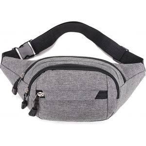 nzqaf-Sac Banane pour Homme Sac Banane de Sport Sac Banane Sac à Bandoulière Tendance Sac Banane Étanche Gris Sac pour Téléphone Portable Ceinture Porte Monnaie pour Courir en Plein Air, Voyage - Neuf