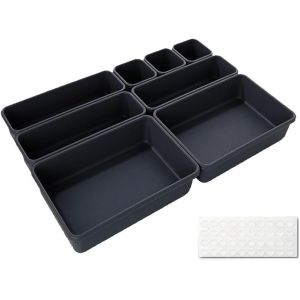 Bo&icirc;te De Rangement Pour Tiroir,Lot De 8,Id&eacute;ale Pour Organiser Cuisine,Salle De Bain,Maquillage Et &Eacute;pices,Avec Tapis En Silicone,Sert Aussi De S&eacute;parateur Pour Bureau Et Coiffeuse - Neuf