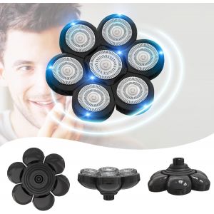 Tête De Rasoir Électrique 7d, 7 Têtes De Rechange Lame De Tête De Rasoir Universel Rapide Double Anneau Rasoir Électrique (Noir) - Neuf
