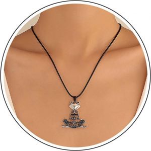 Kal-Collier Grenouille Collier Pendentif Grenouille Vintage Collier Clavicule Animalière Cordon Cuir Noir Collier Grenouille Bijoux Pour Femmes Hommes Enfants - Neuf