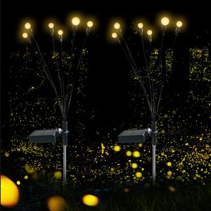 Lot De 2 Lampes Solaires &Agrave; Piquet En Forme De Luciole Pour La D&eacute;coration De Jardin Et D'all&eacute;e Ext&eacute;rieure - Neuf