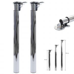 Lot de 2 pieds de table HWC-H35 pour bureau Pied de table pliable M&eacute;canisme pivotant R&eacute;glable en hauteur 70-110 cmAspect inox - Neuf