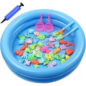 KAL-Jouet De Peche Magnétique, 50 Pièces Jeu De Pêche À La Ligne Enfant, Jouet De Pêche Flottant, Jouet De Bain, Cadeau Montessori Pour Les Enfants Âgés De 3 4 5 6 Ans - Neuf