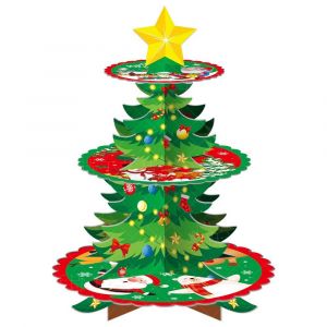 [Vert] 5-pack support à gâteau de fête de noël à 3 niveaux support à gâteau à plusieurs niveaux support à gâteau de décoration de table de dessert de noël - Neuf